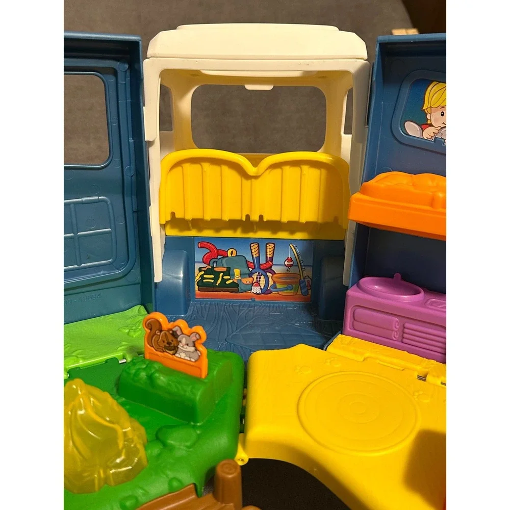 Fisher-Price Little People Camper Blue White Transforming Van Toy